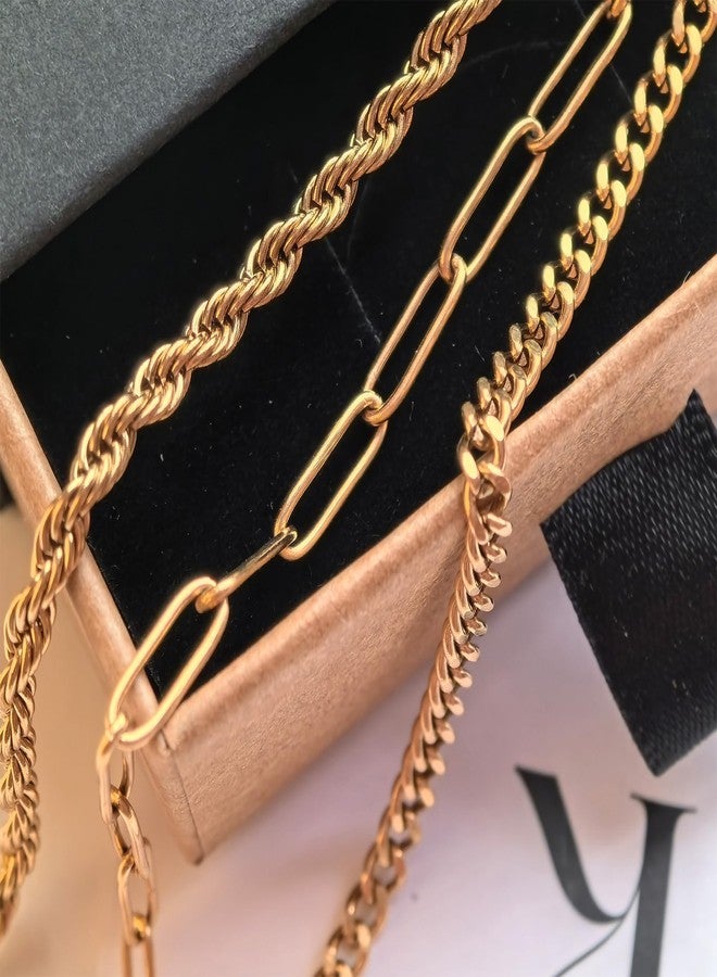 Kueroami Waterproof Gold Ankle Bracelets for Women - Dainty Gold Plated Anklets Layered Cuban Link Chain Cute Anklets Beach Nightclub Christian Choker Jewelry Gift for Women - Image 2